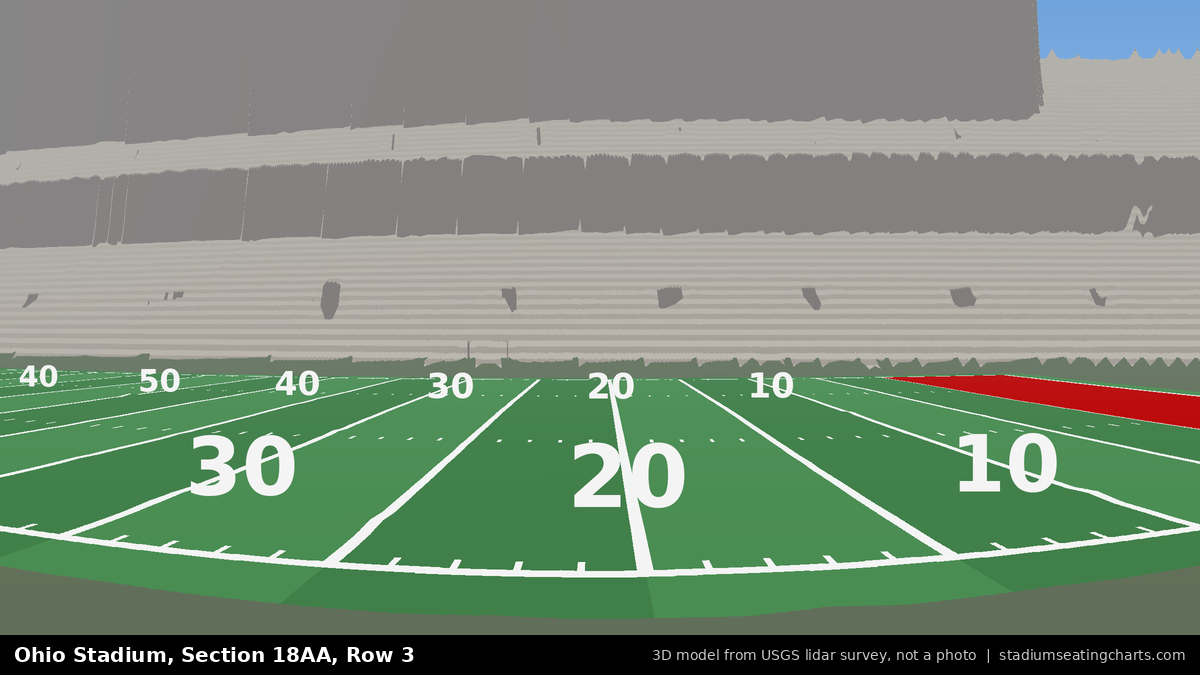 View from Ohio Stadium Section 18AA, Row 3, looking toward the field