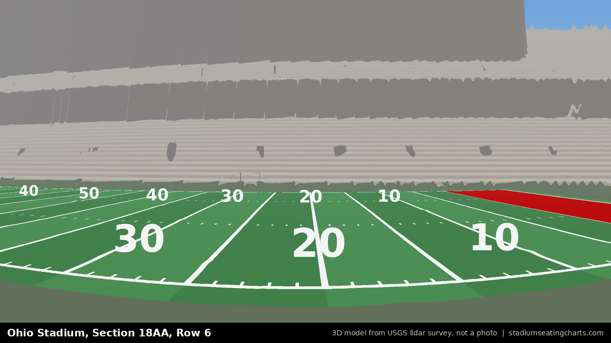 View from Ohio Stadium Section 18AA, Row 6, looking toward the field