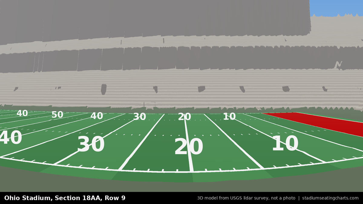 View from Ohio Stadium Section 18AA, Row 9, looking toward the field