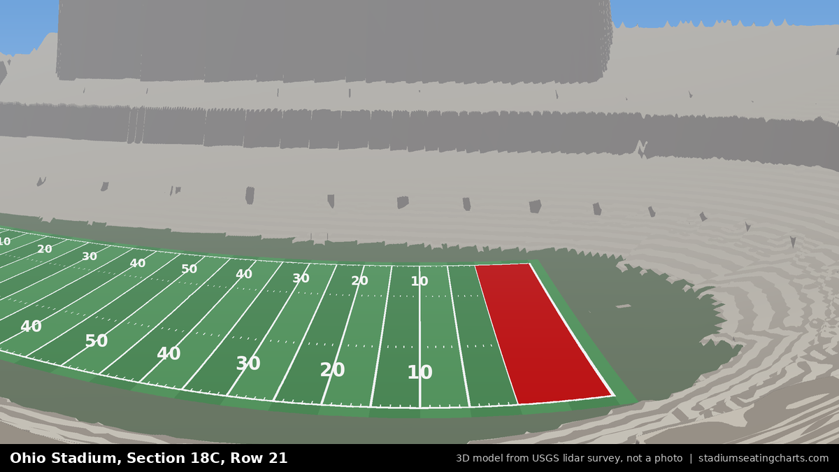 View from Ohio Stadium Section 18C, Row 21, looking toward the field