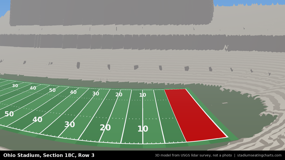 View from Ohio Stadium Section 18C, Row 3, looking toward the field