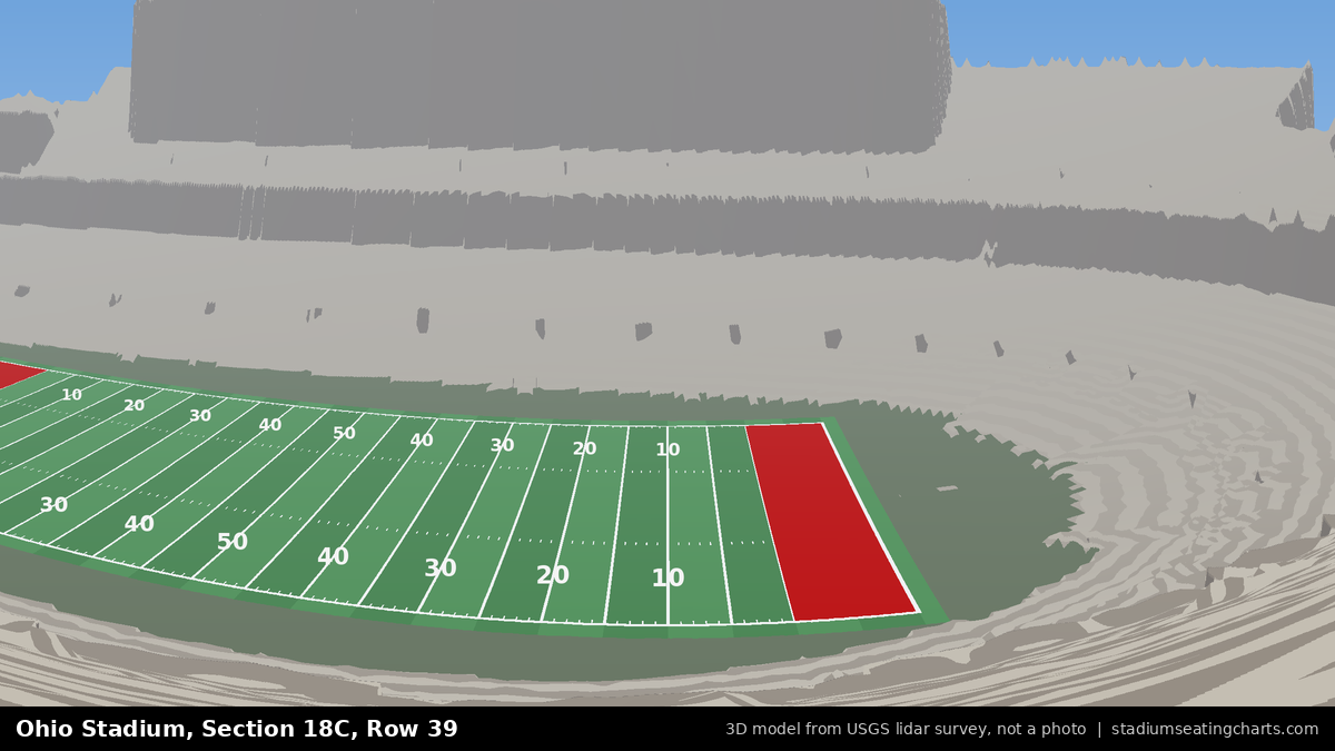View from Ohio Stadium Section 18C, Row 39, looking toward the field