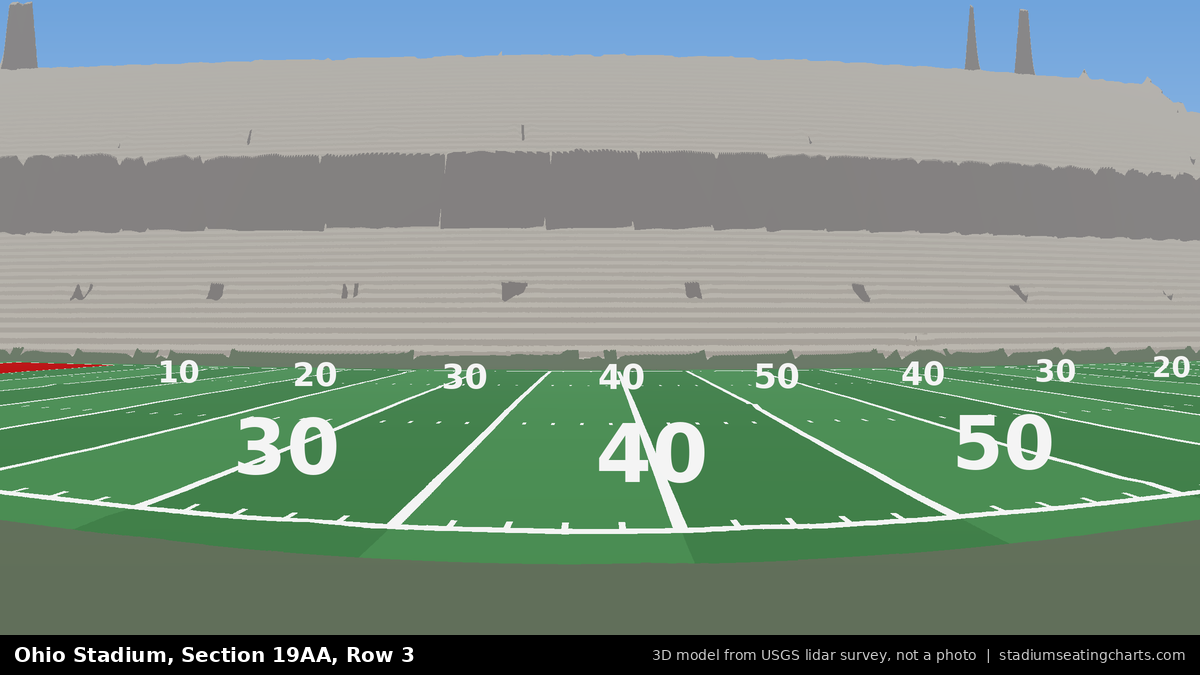 View from Ohio Stadium Section 19AA, Row 3, looking toward the field