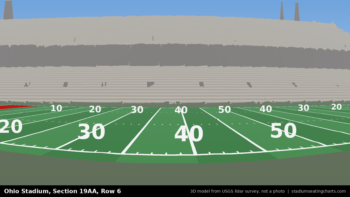 View from Ohio Stadium Section 19AA, Row 6, looking toward the field