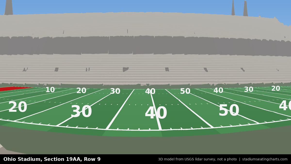 View from Ohio Stadium Section 19AA, Row 9, looking toward the field