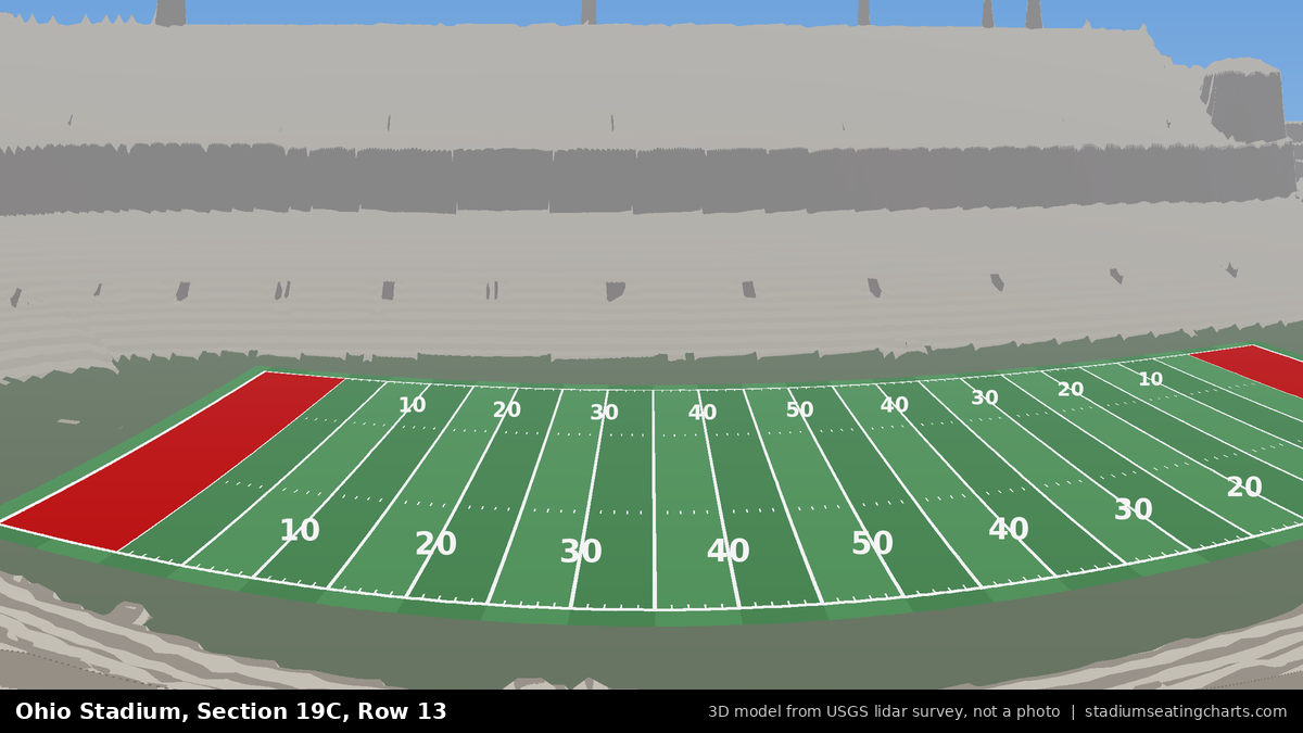 View from Ohio Stadium Section 19C, Row 13, looking toward the field
