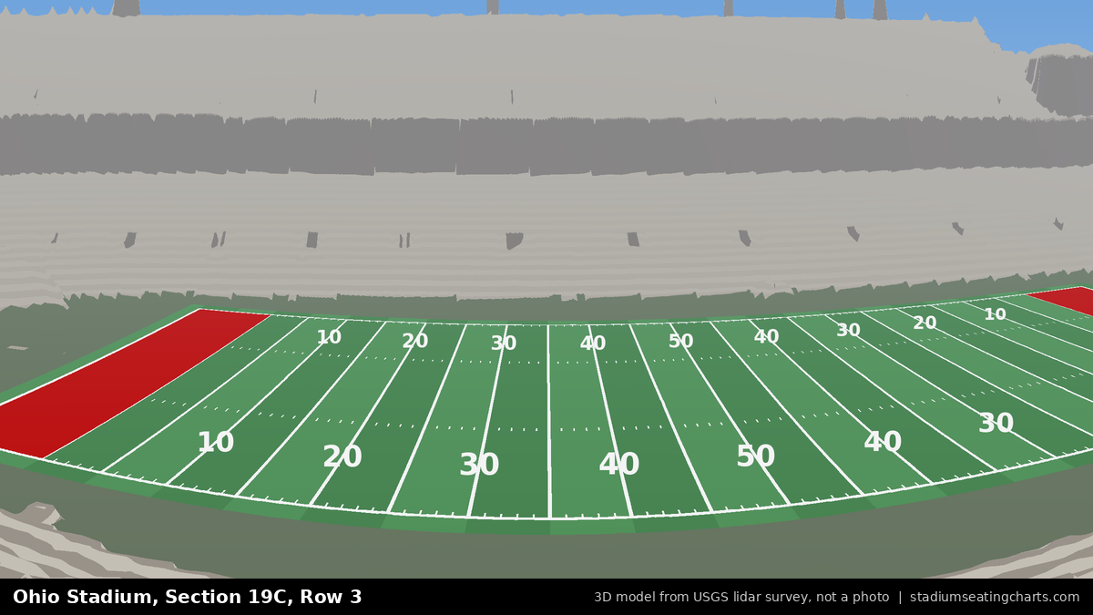 View from Ohio Stadium Section 19C, Row 3, looking toward the field