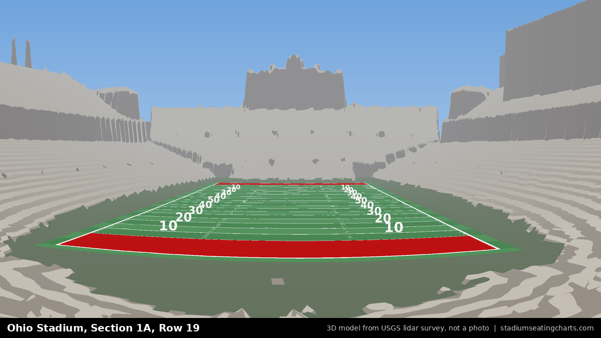 View from Ohio Stadium Section 1A, Row 19, looking toward the field