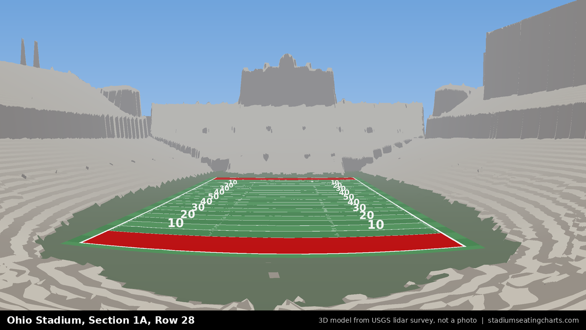 View from Ohio Stadium Section 1A, Row 28, looking toward the field