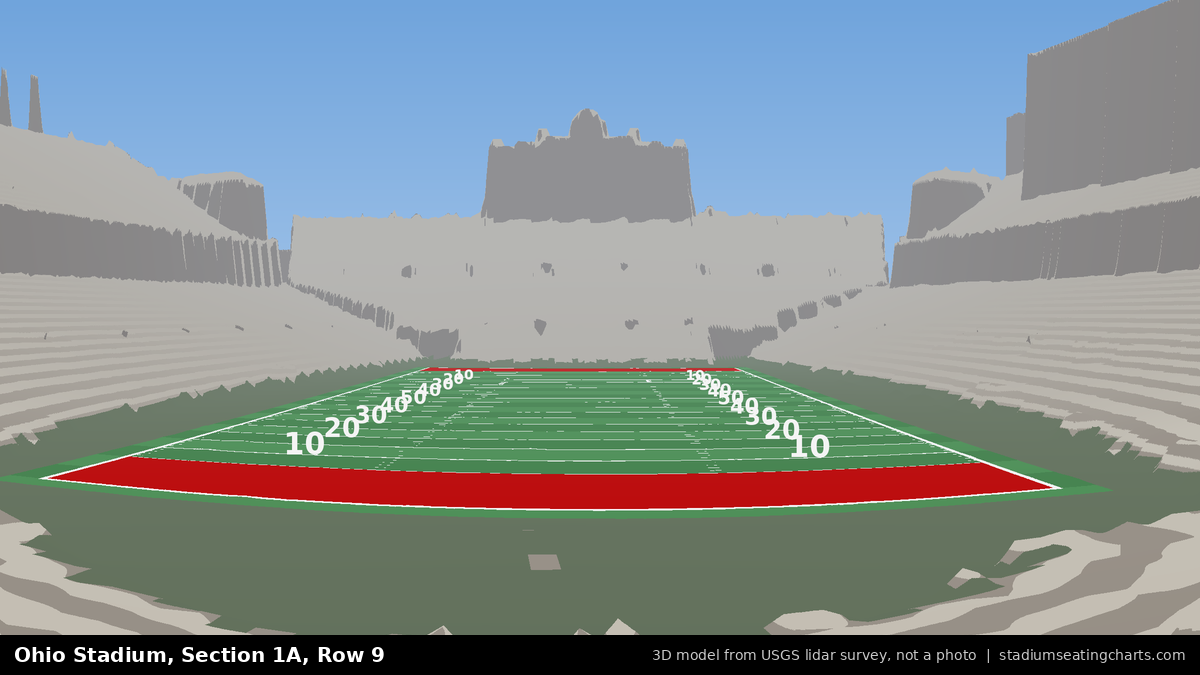 View from Ohio Stadium Section 1A, Row 9, looking toward the field