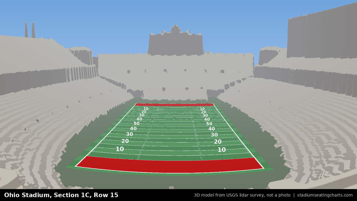 View from Ohio Stadium Section 1C, Row 15, looking toward the field