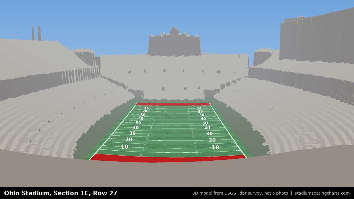 View from Ohio Stadium Section 1C, Row 27, looking toward the field