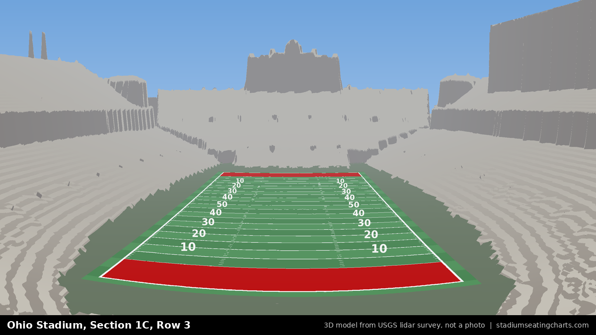 View from Ohio Stadium Section 1C, Row 3, looking toward the field