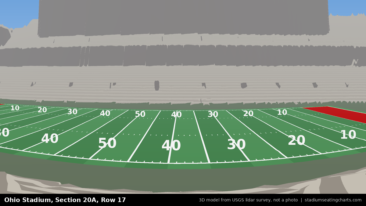 View from Ohio Stadium Section 20A, Row 17, looking toward the field