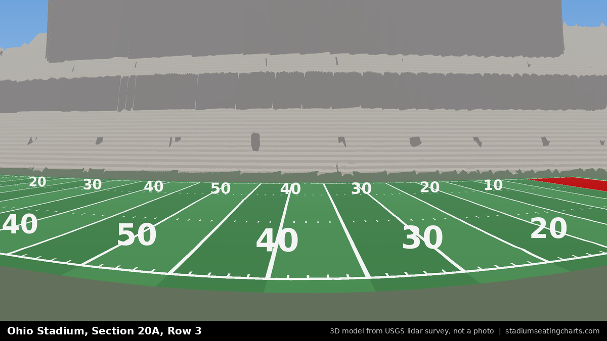 View from Ohio Stadium Section 20A, Row 3, looking toward the field