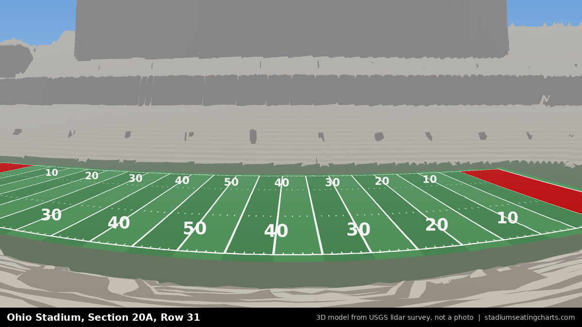 View from Ohio Stadium Section 20A, Row 31, looking toward the field