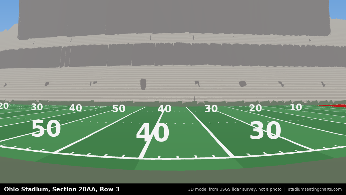 View from Ohio Stadium Section 20AA, Row 3, looking toward the field