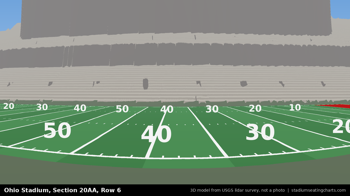 View from Ohio Stadium Section 20AA, Row 6, looking toward the field
