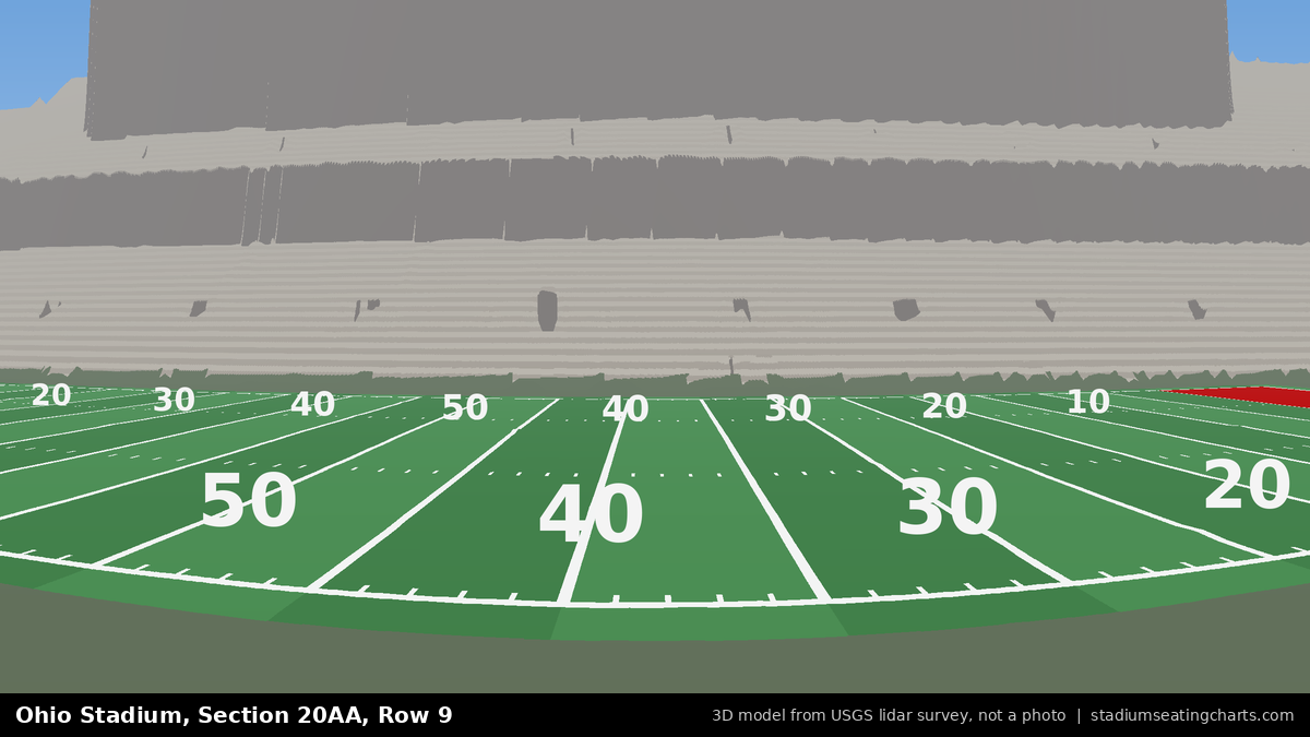 View from Ohio Stadium Section 20AA, Row 9, looking toward the field