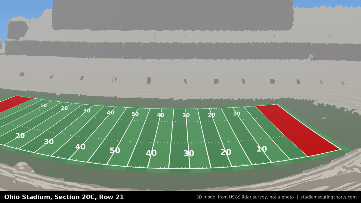View from Ohio Stadium Section 20C, Row 21, looking toward the field