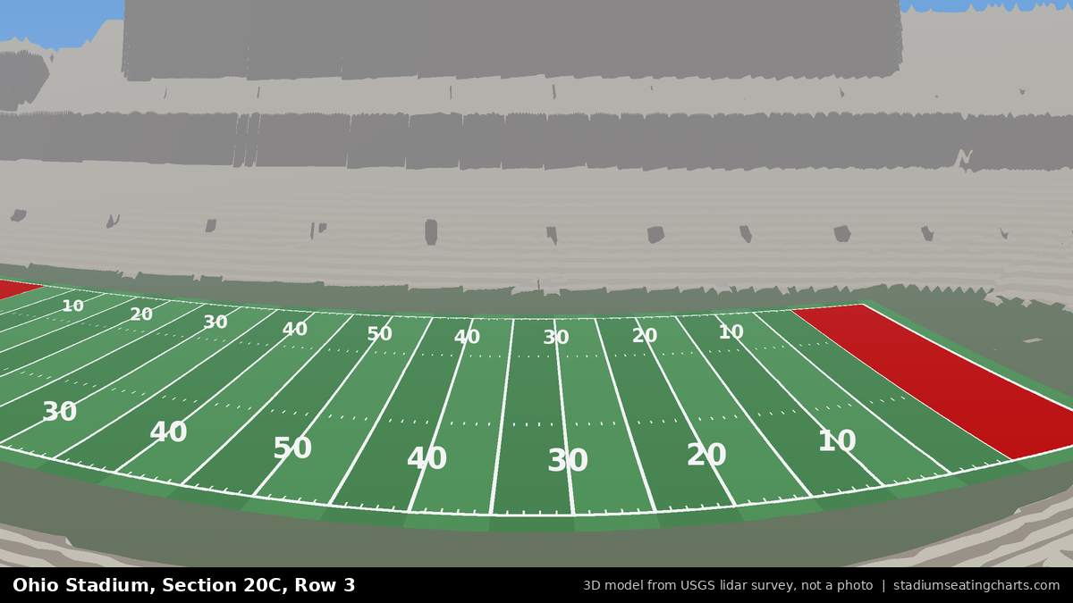 View from Ohio Stadium Section 20C, Row 3, looking toward the field