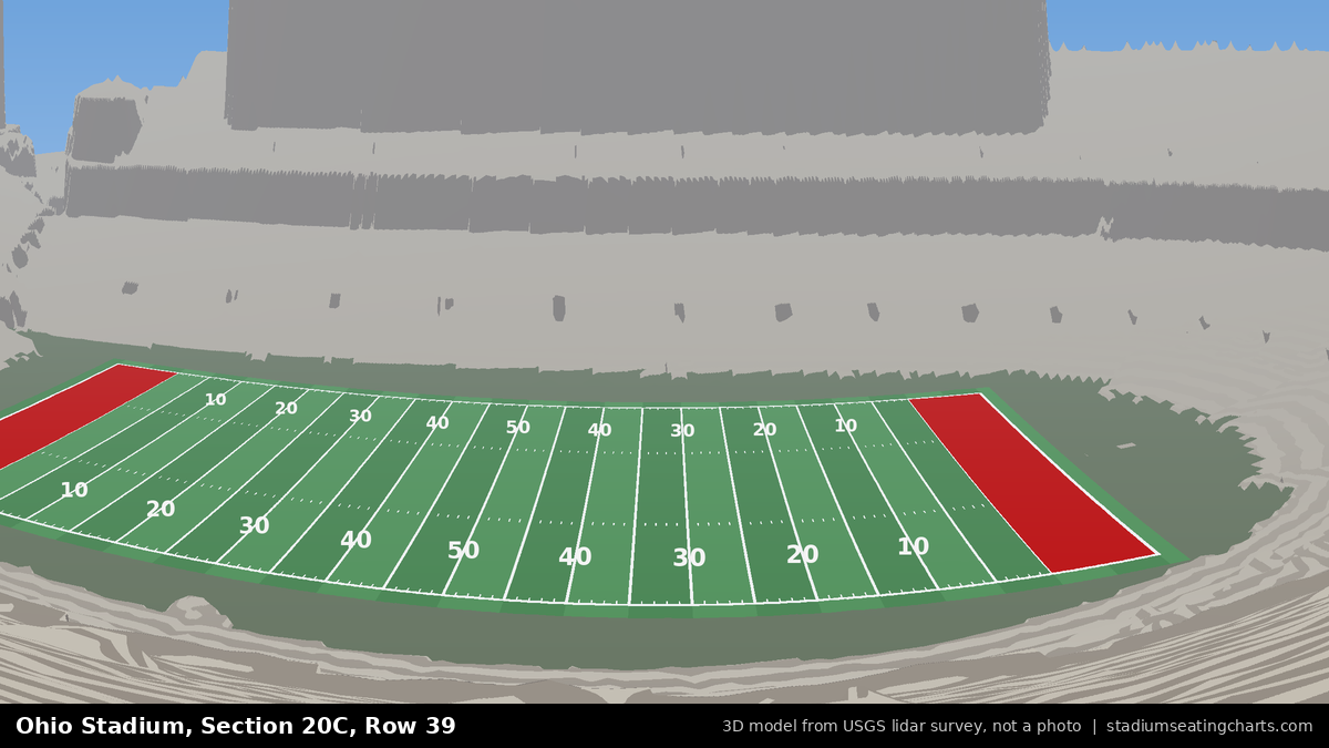 View from Ohio Stadium Section 20C, Row 39, looking toward the field