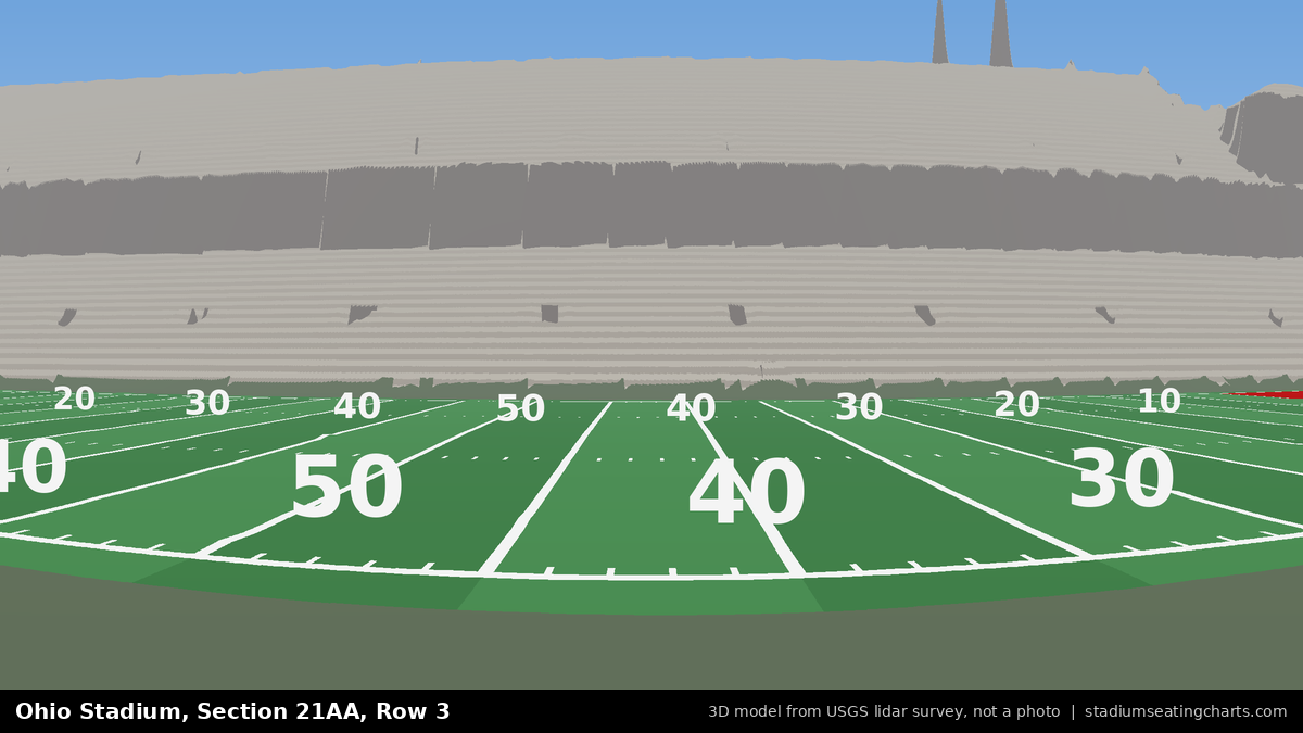 View from Ohio Stadium Section 21AA, Row 3, looking toward the field