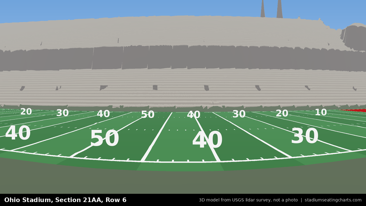View from Ohio Stadium Section 21AA, Row 6, looking toward the field
