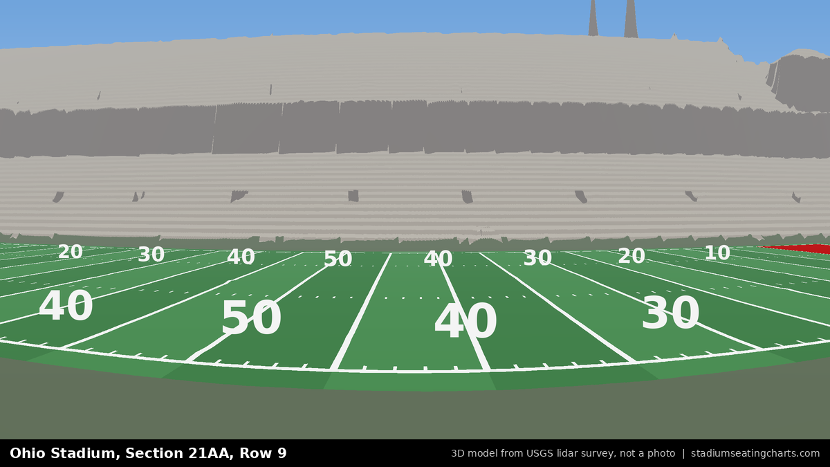 View from Ohio Stadium Section 21AA, Row 9, looking toward the field