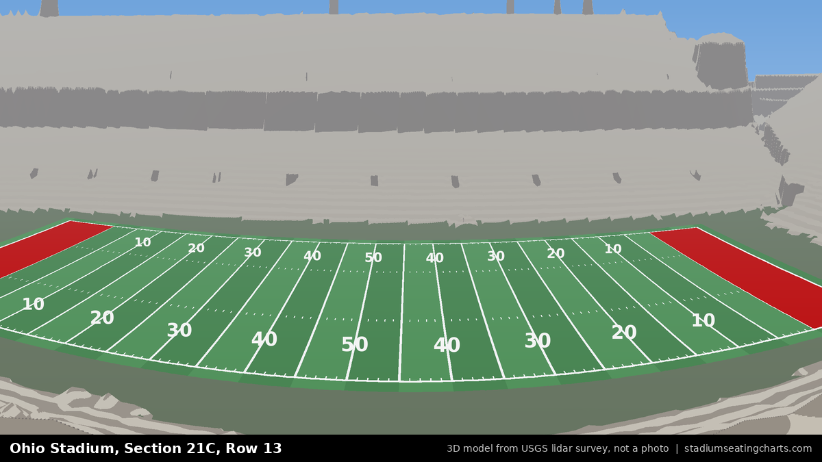 View from Ohio Stadium Section 21C, Row 13, looking toward the field