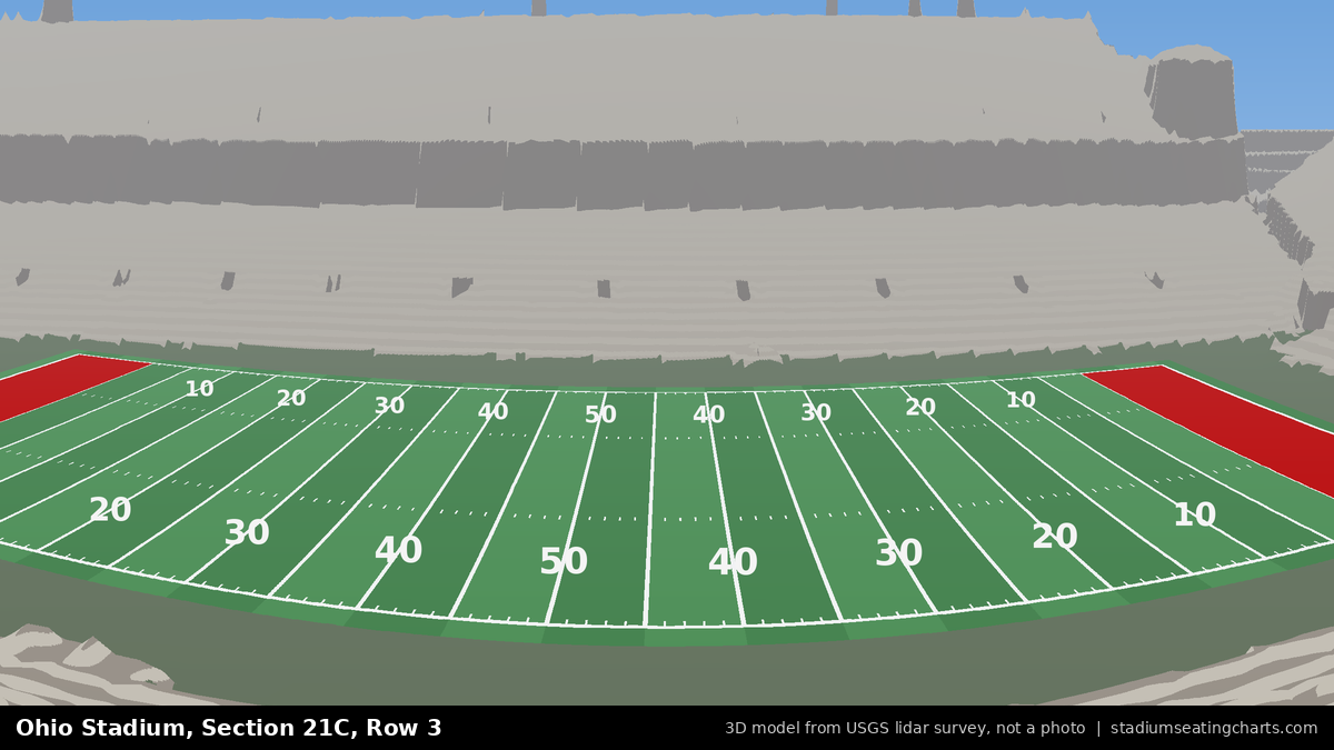 View from Ohio Stadium Section 21C, Row 3, looking toward the field