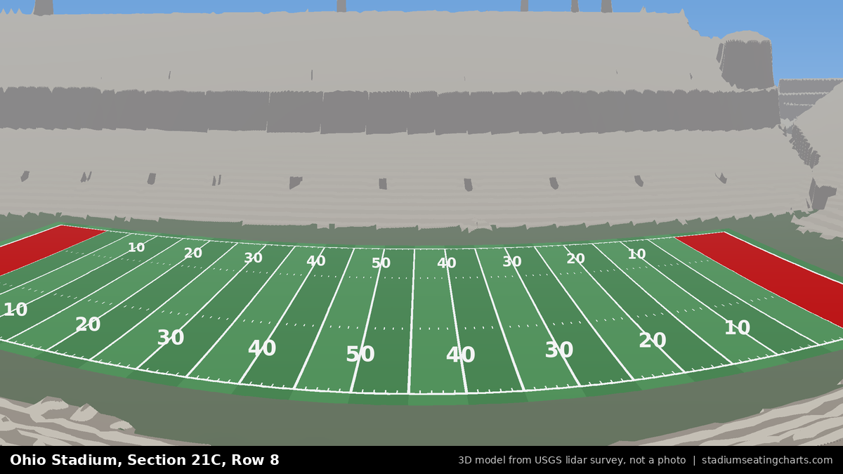 View from Ohio Stadium Section 21C, Row 8, looking toward the field