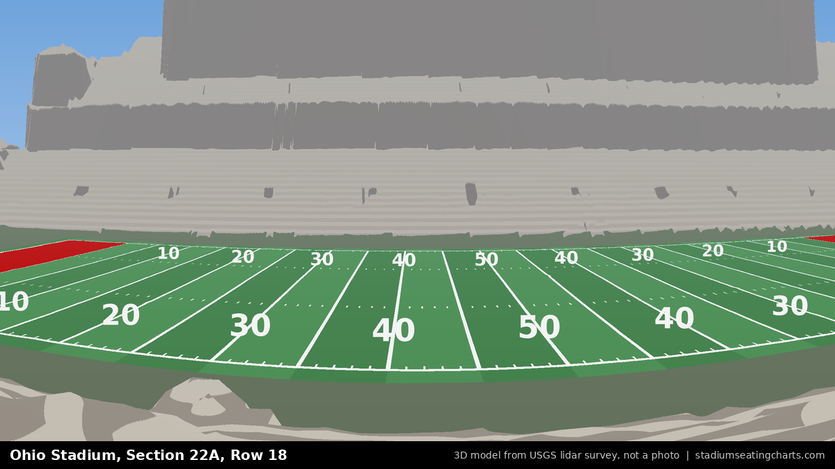 View from Ohio Stadium Section 22A, Row 18, looking toward the field