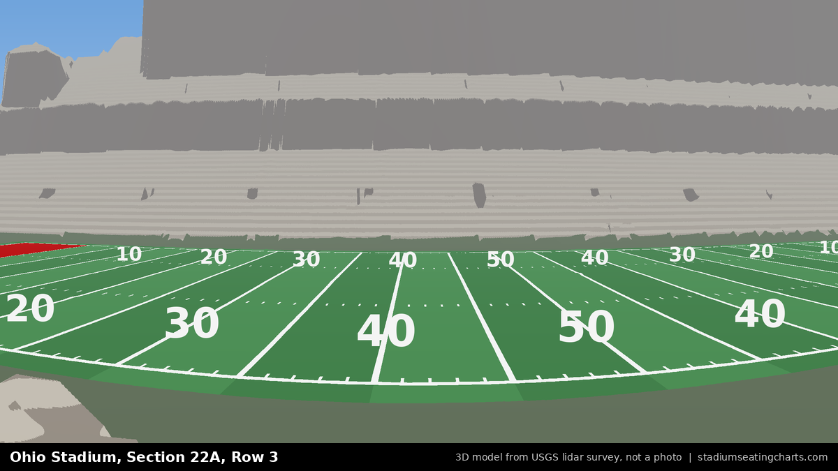View from Ohio Stadium Section 22A, Row 3, looking toward the field