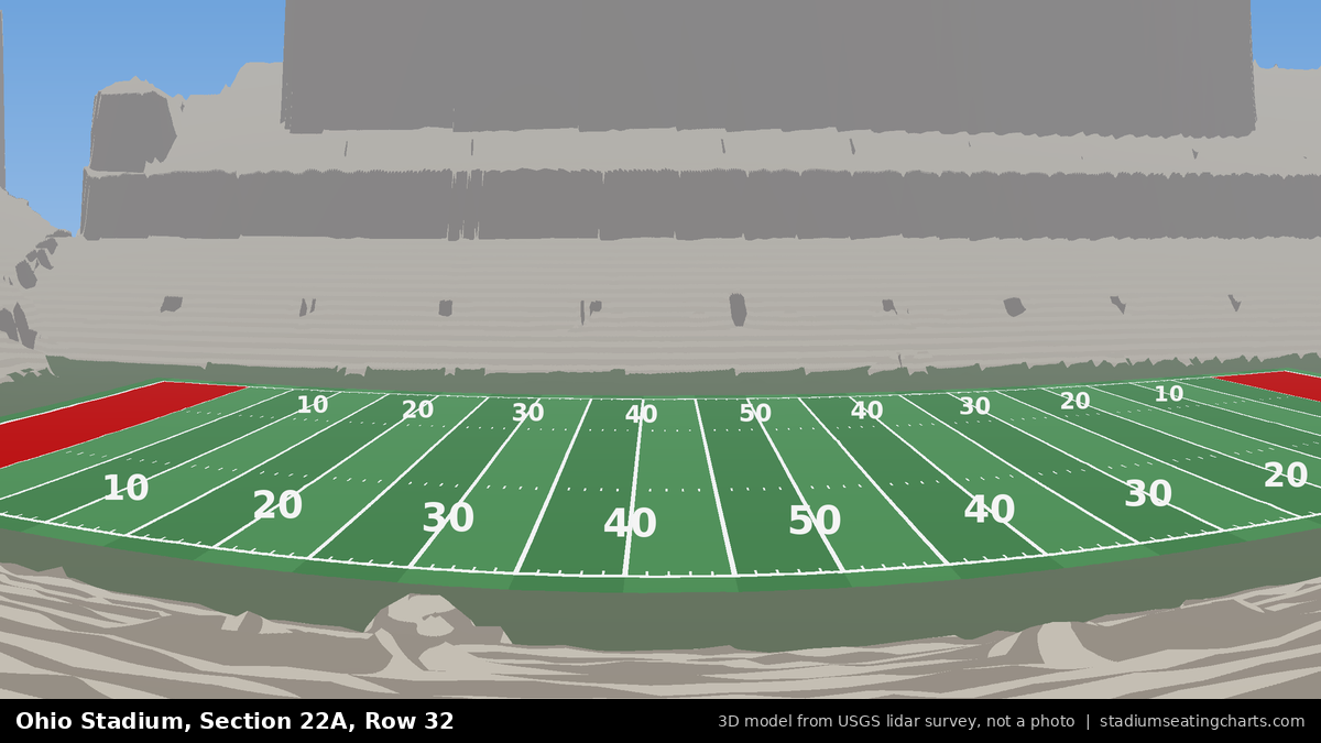 View from Ohio Stadium Section 22A, Row 32, looking toward the field