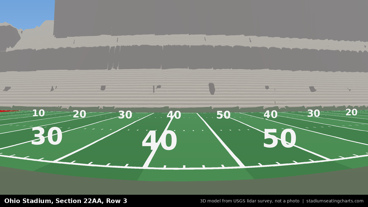 View from Ohio Stadium Section 22AA, Row 3, looking toward the field