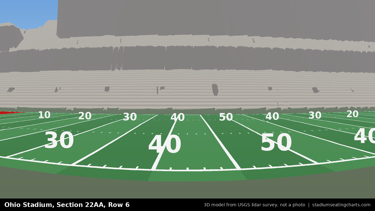 View from Ohio Stadium Section 22AA, Row 6, looking toward the field