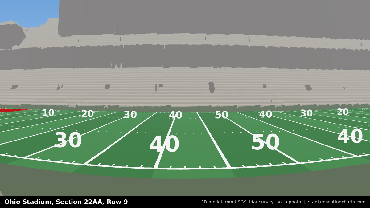 View from Ohio Stadium Section 22AA, Row 9, looking toward the field