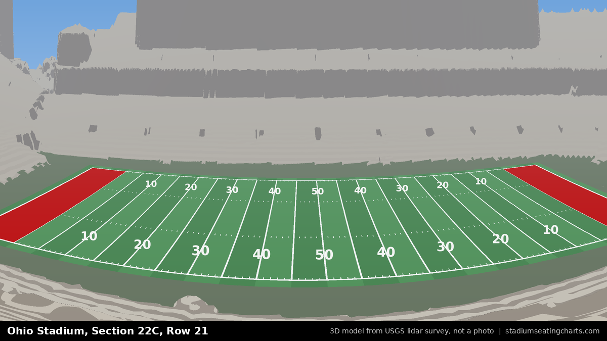 View from Ohio Stadium Section 22C, Row 21, looking toward the field
