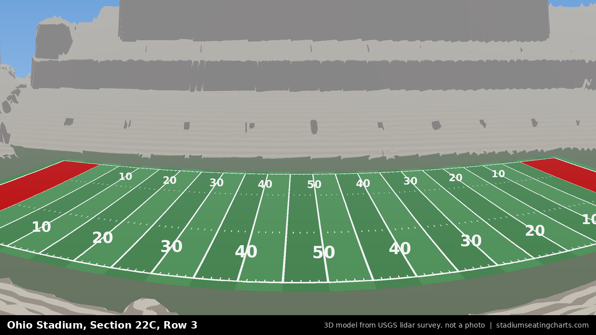 View from Ohio Stadium Section 22C, Row 3, looking toward the field
