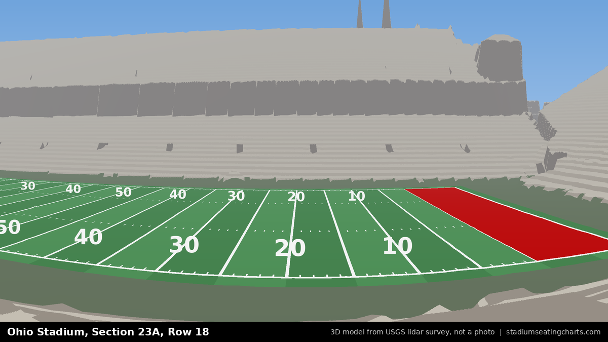 View from Ohio Stadium Section 23A, Row 18, looking toward the field