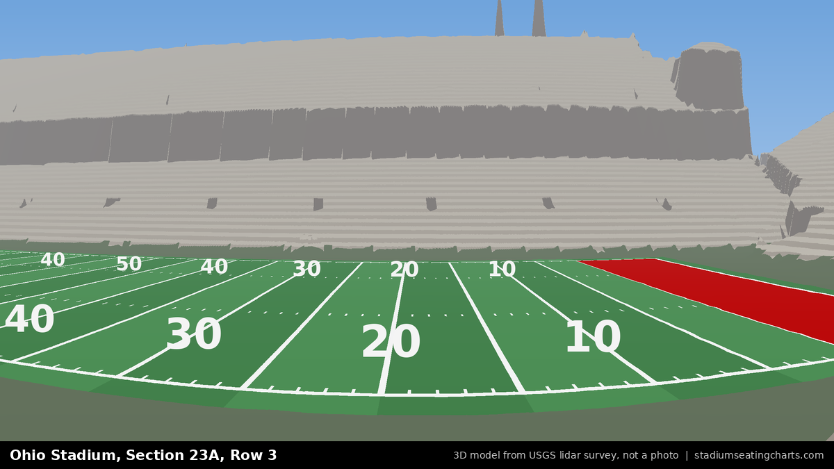 View from Ohio Stadium Section 23A, Row 3, looking toward the field