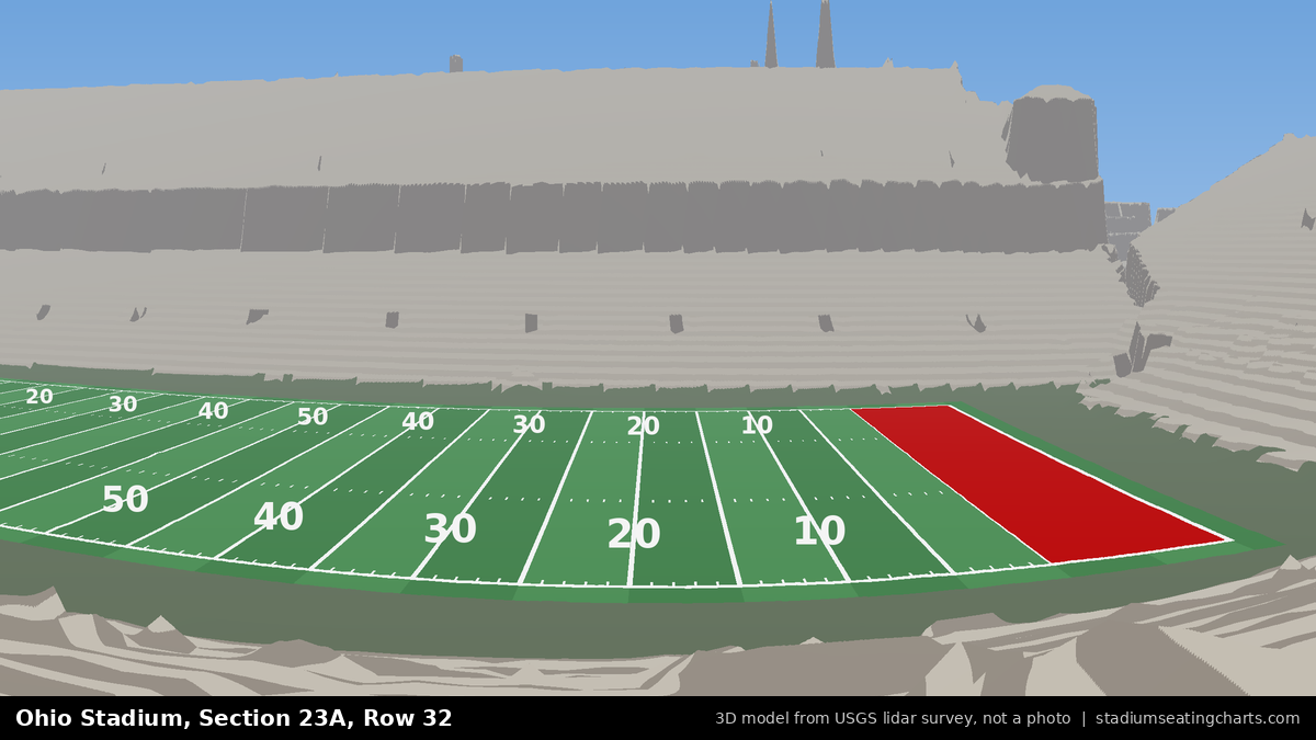 View from Ohio Stadium Section 23A, Row 32, looking toward the field