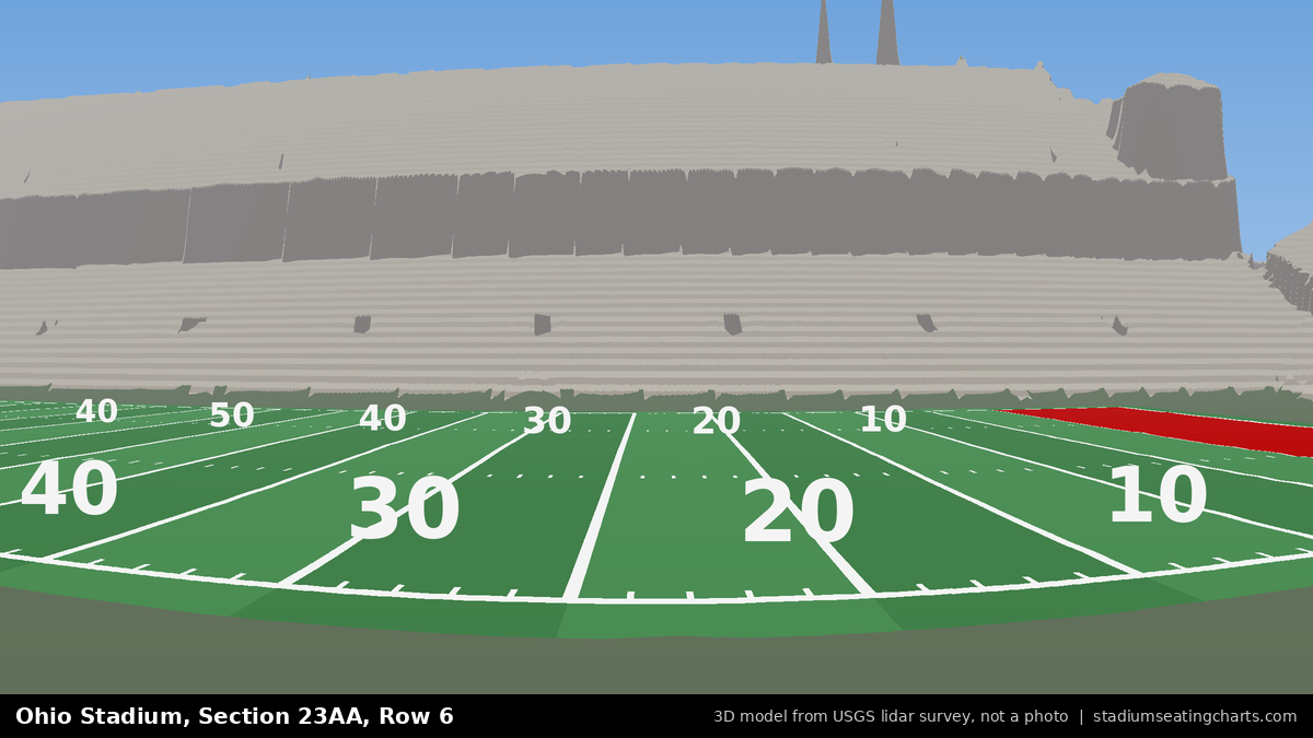 View from Ohio Stadium Section 23AA, Row 6, looking toward the field