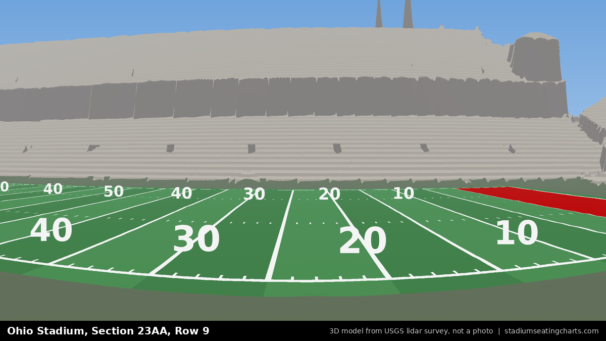 View from Ohio Stadium Section 23AA, Row 9, looking toward the field