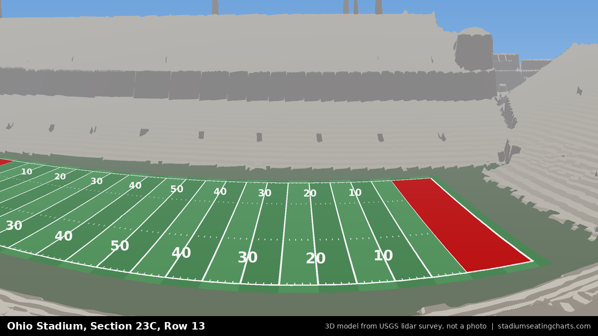 View from Ohio Stadium Section 23C, Row 13, looking toward the field