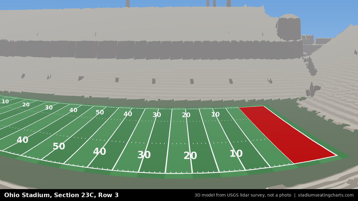 View from Ohio Stadium Section 23C, Row 3, looking toward the field