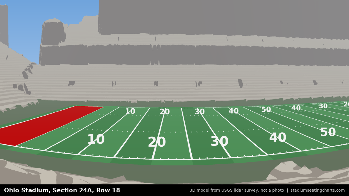 View from Ohio Stadium Section 24A, Row 18, looking toward the field