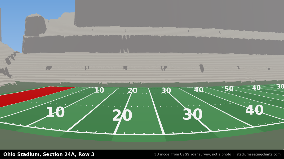 View from Ohio Stadium Section 24A, Row 3, looking toward the field