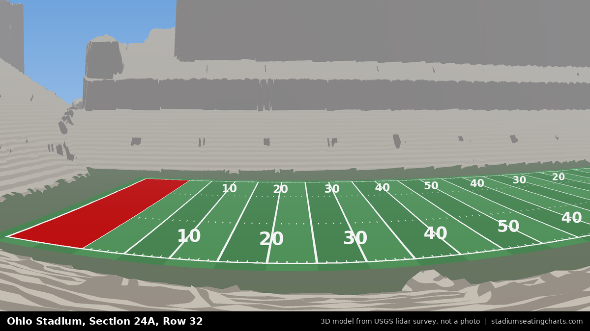 View from Ohio Stadium Section 24A, Row 32, looking toward the field
